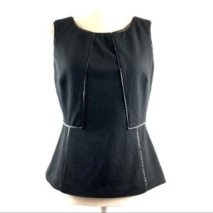 Halogen Black Leather Trim Peplum Top